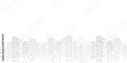 Modern city skyline animated trailer background vector illustration design monochrome buildings front.