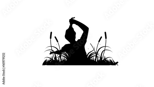 Pull yourself up symbol, black isolated silhouette