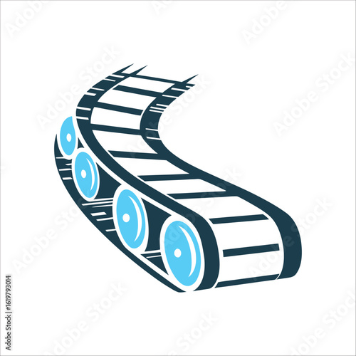 Conveyor Belt Illustration, Flat Segmented Design Conveyor Belt Flat segmented with a moving part suggestion