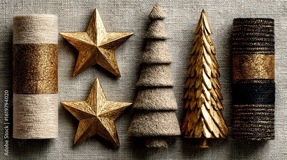 Obraz premium Vintage Gold Star Badges and Military Ribbon Medals Collection