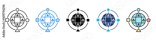 Diversity icon set multiple style collection