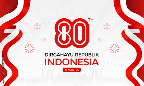 Dirgahayu Republik Indonesia, Happy Indonesia Independence Day 80th Anniversary Celebration Banner Background