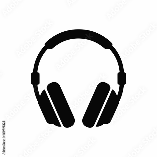 Vector illustration of Headphone Icon: Black and White Minimalist Design for Music, Audio, and Technology