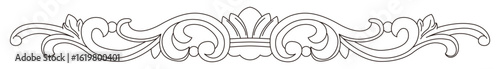 An elegant symmetrical scroll border design features intricate floral patterns in a classic vintage style.