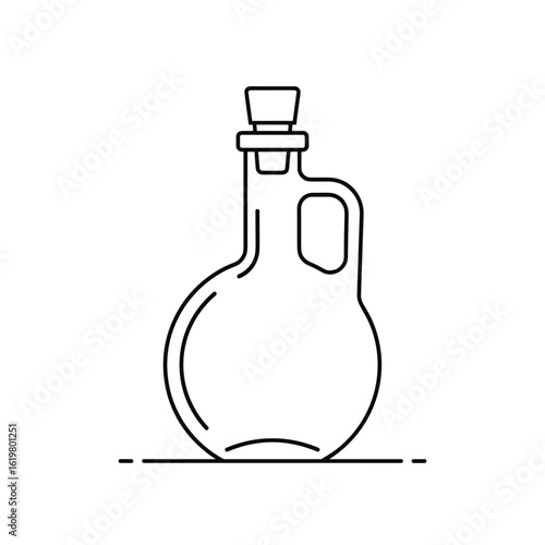Elegant glass cruet with handle and stopper for dispensing liquids like olive oil vinegar sauces and dressings