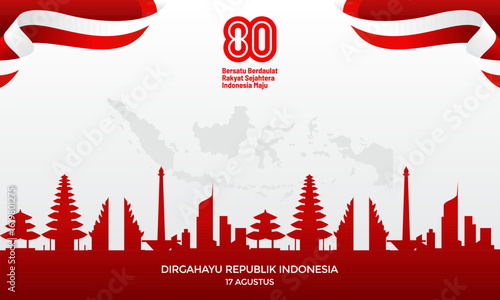 Dirgahayu Republik Indonesia, Happy Indonesia Independence Day 80th Anniversary Celebration Banner Background