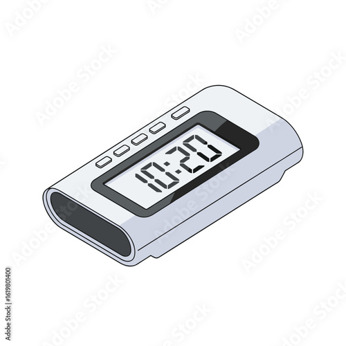 Compact digital clock displaying ten twenty with simple electronic device interface