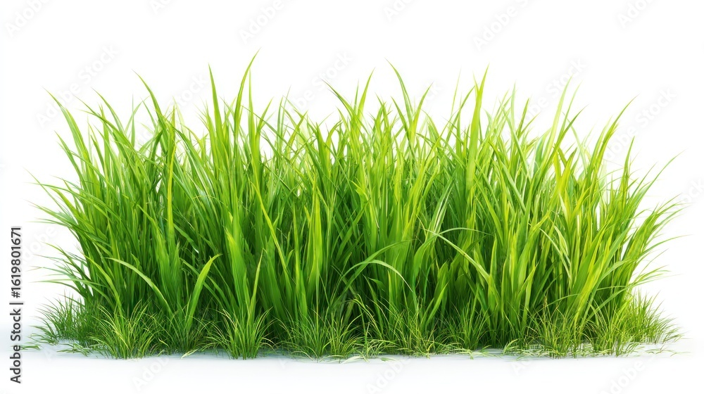 Fototapeta premium Isolated 3D Render of Green Grass Patch on White Background