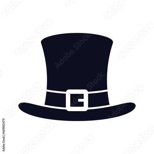 Elegant dark navy top hat with decorative buckle for formal occasions and costume parties