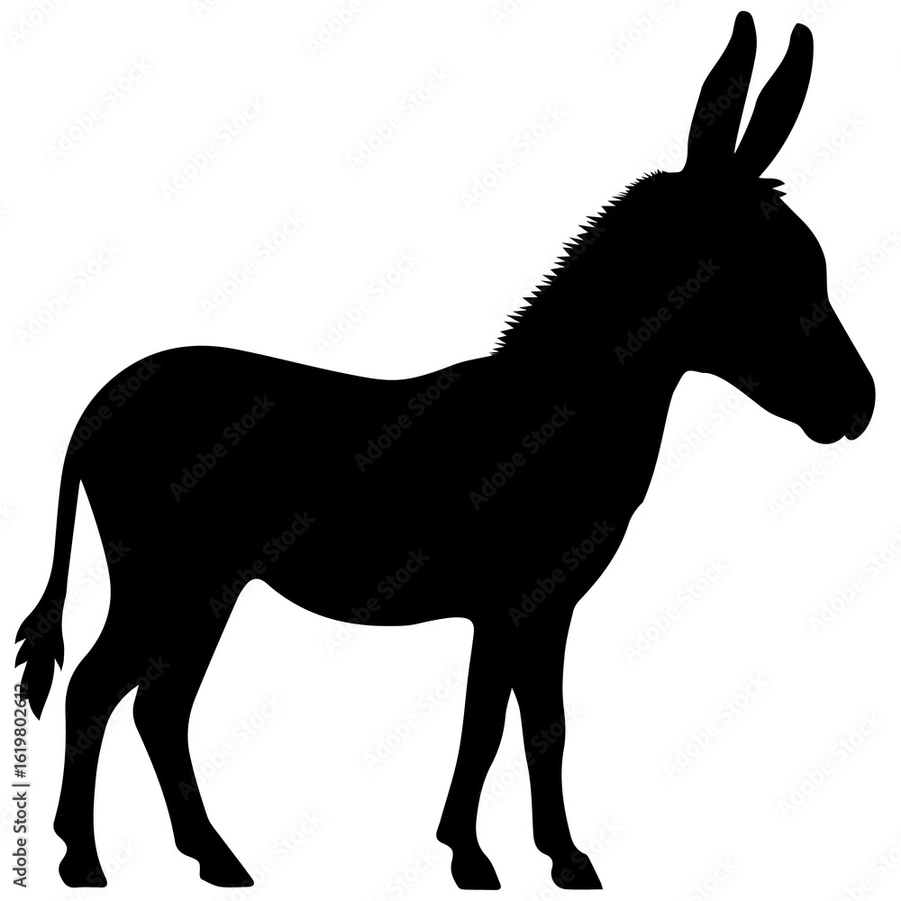 Obraz premium donkey silhouette vector black donkey silhouette Turn right vector illustration on white background