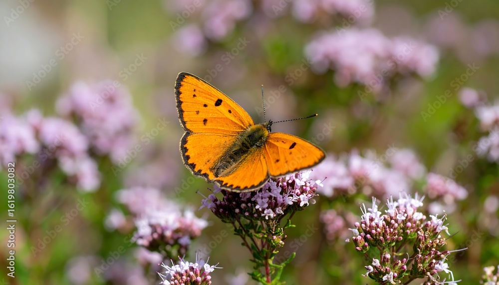 Obraz premium Orange butterfly on flowers