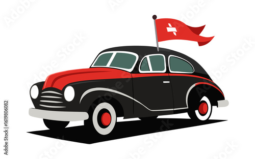 Clean vector illustration of a vintage 1940s parade car in classic style with smooth lines, perfect for retro design projects.