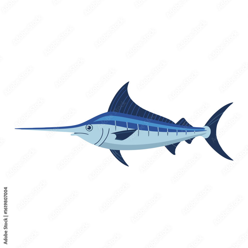 Naklejka premium Swordfish vector illustration on white background.
