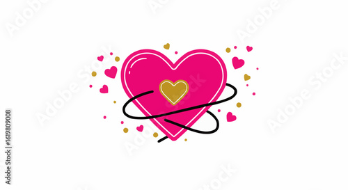 A vibrant heart graphic, symbolizing love and affection, with elegant swirls and charming details.