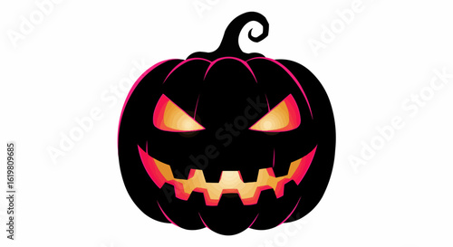 A spooky jack-o'-lantern carved with a sinister face.