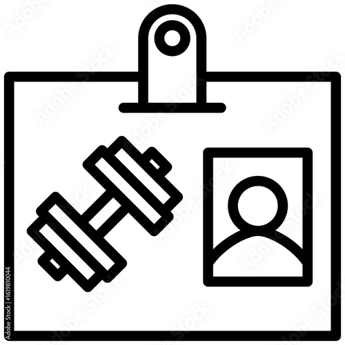 Gym Membership Card icon, Black And White Outline Icon Vector.