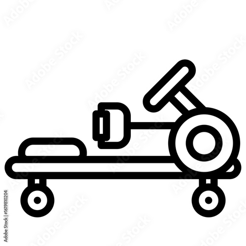 Fitness Rowing Machine icon, Black And White Outline Icon Vector.