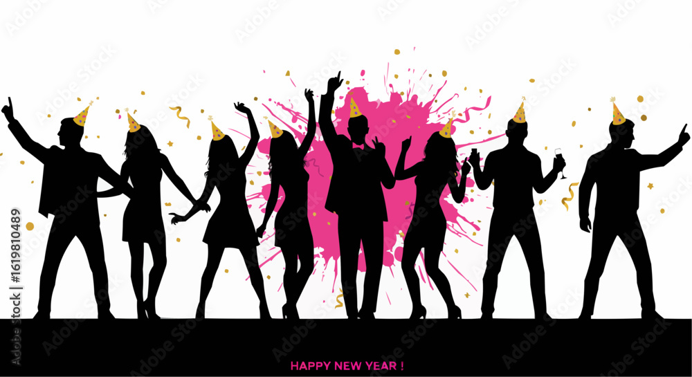 Fototapeta premium Celebration silhouette new year.
