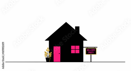 A charming home with welcoming sign.