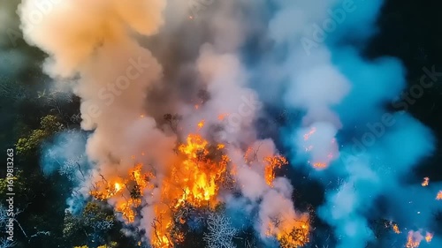 Wallpaper Mural Aerial view of forest fire Torontodigital.ca