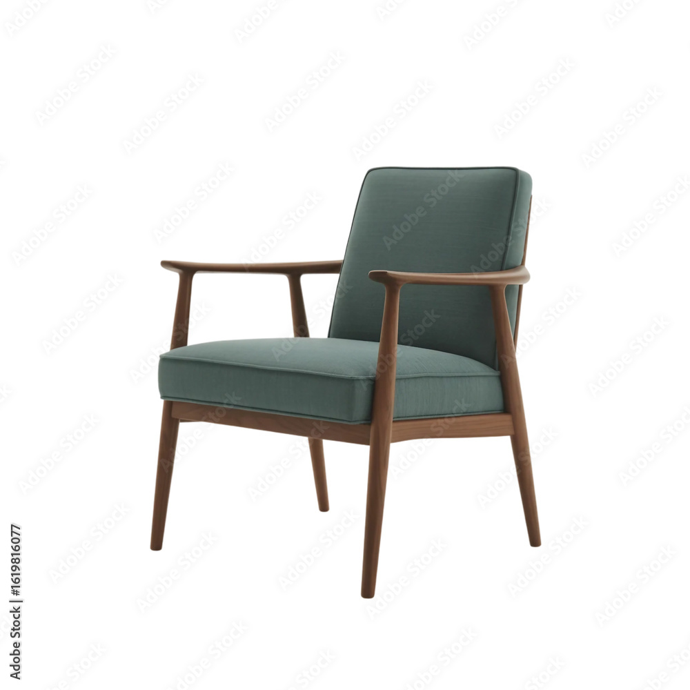 Mid Century stylist wooden armchair, an antique single seat object with a vintage design, isolated on white for home interior decoration Mid Century stylist wooden armchair, an antique single seat object with a vintage design, isolated on white for home interior decoration