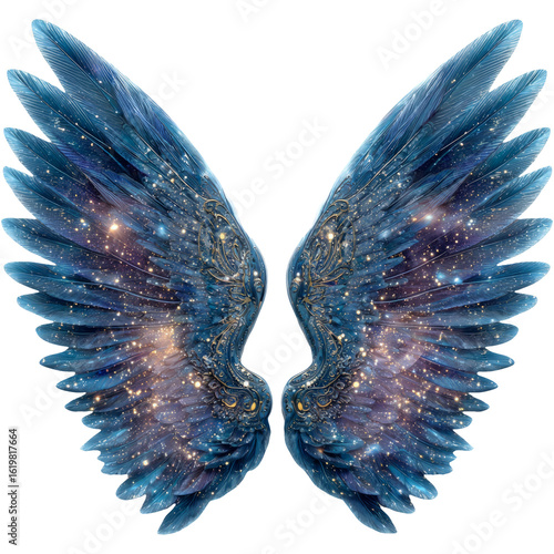 Stunning Isolated Wings with a Cosmic Design on Transparent Background