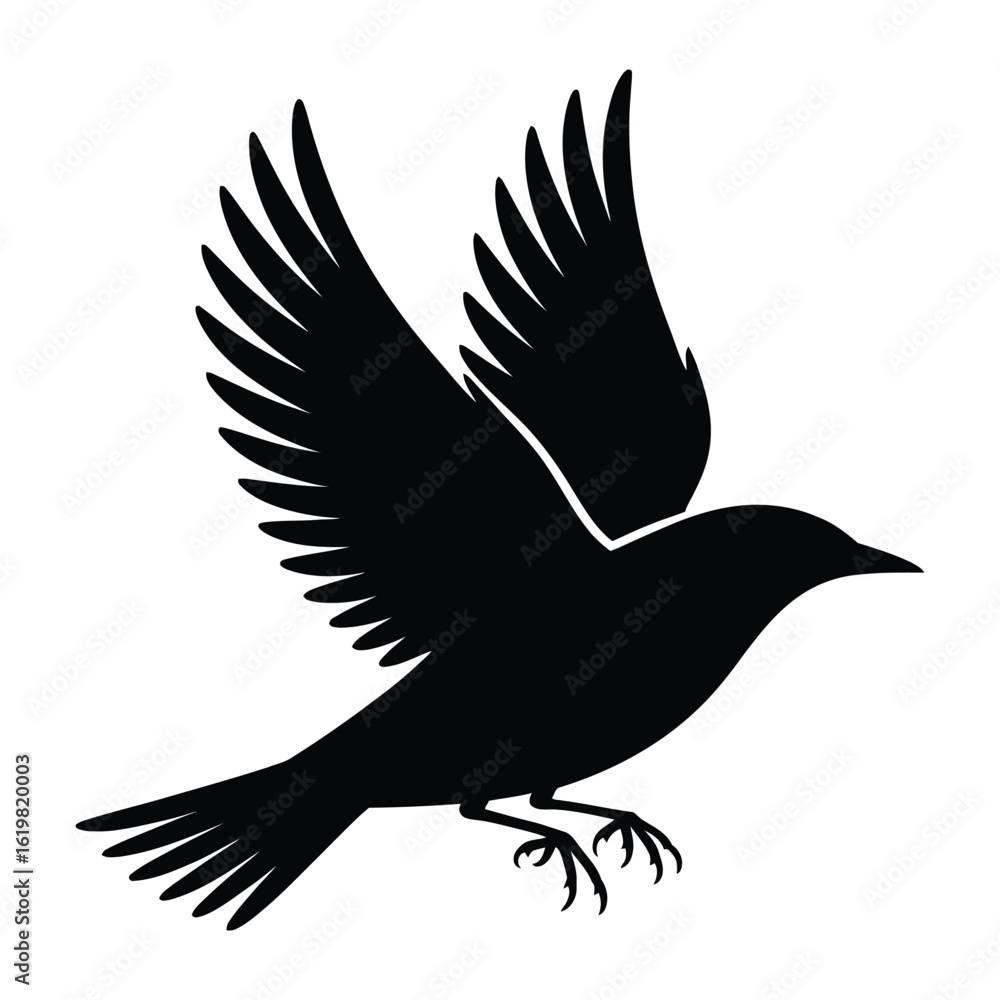 Obraz premium Skylark Flying Bird Silhouette, Vector, Illustration, Outline, Line Art, Icon, Logo, White Background.