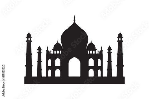 Taj Mahal icon silhouette vector with white background
