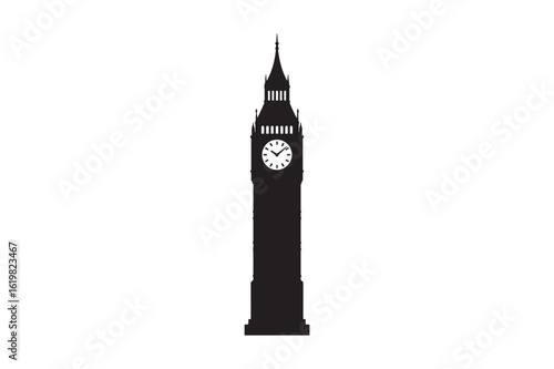 Big Ben icon silhouette vector with white background