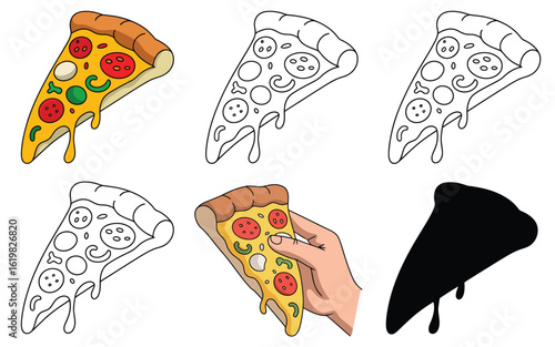 Collection of delicious pizza slices in various styles