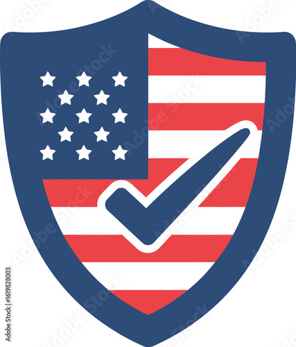 Usa shield with checkmark security trust patriotism