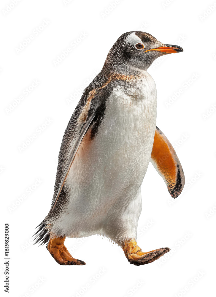Fototapeta premium Gentoo penguin walking gracefully in a animal isolated on transparent background, png