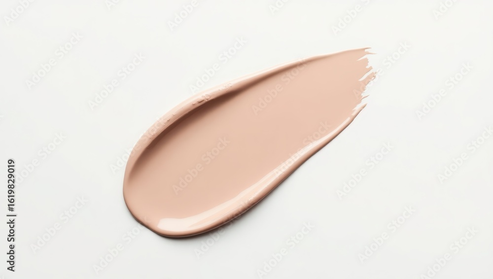 Fototapeta premium Light peach-toned beauty product smear on white background.