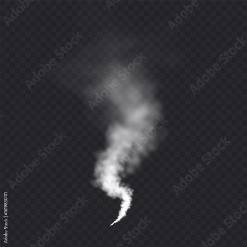 Smoke cloud isolated in transparent background. White realistic steam
