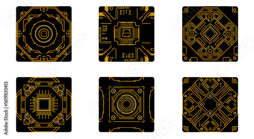 Golden Circuit Board Patterns, Tech Designs