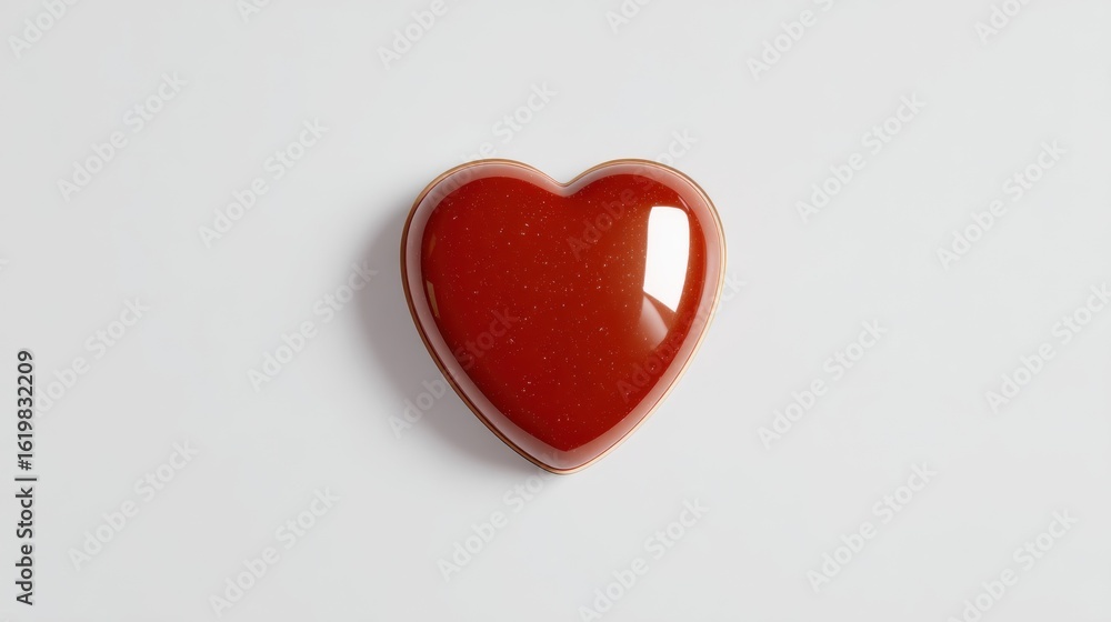 Fototapeta premium Top View of Heart-Shaped Chocolate Candy Isolated on White Background