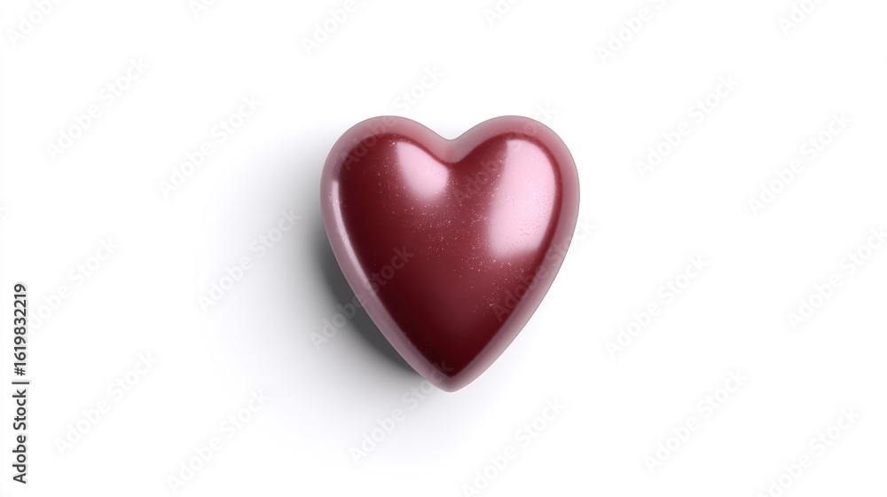 Obraz premium Heart-Shaped Chocolate Candy Isolated on White Background Top View