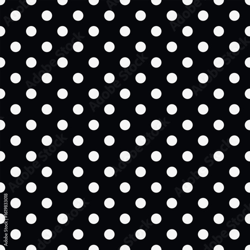 Seamless Polka Dot Pattern. Seamless Polka dot background. Geometric polka dot repeat pattern. White circles on a black background