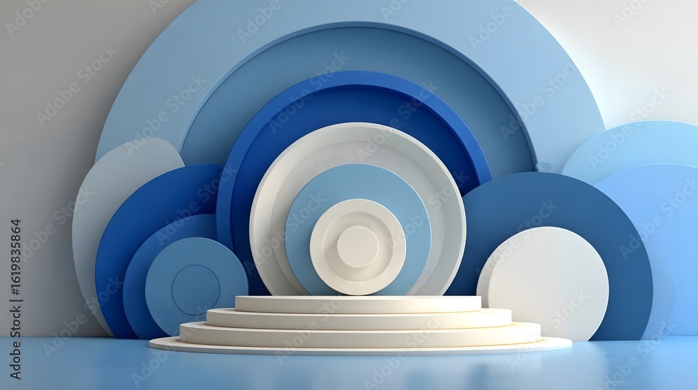 Obraz premium Abstract blue and white circular design