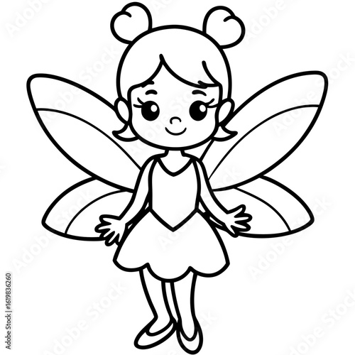 vector illustration of a fairy coloring page