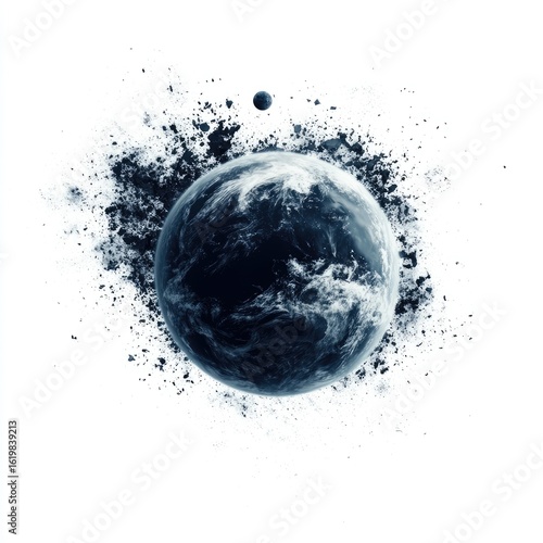 Celestial Disintegration: A Dark Planetary Abstract