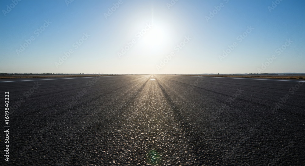 Naklejka premium Runway to the Sun A Horizon of Possibilities on an Empty Highway.