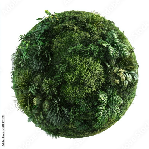 Green Sphere of Textured Moss