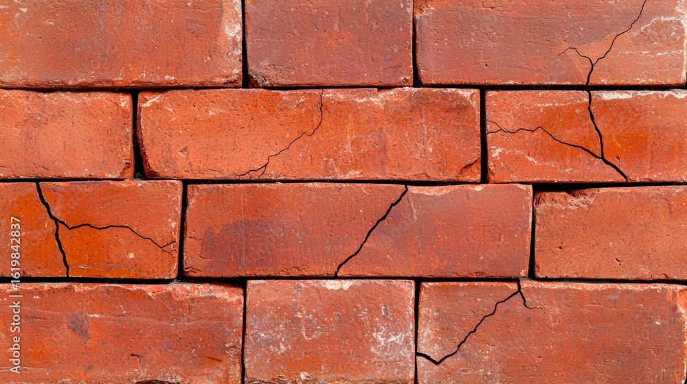 Fototapeta premium Cracked Red Brick Wall Texture Background