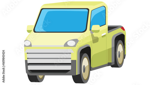Wallpaper Mural Cartoon vector perspective view of mini pickup car yellow color. On isolated white background. Torontodigital.ca