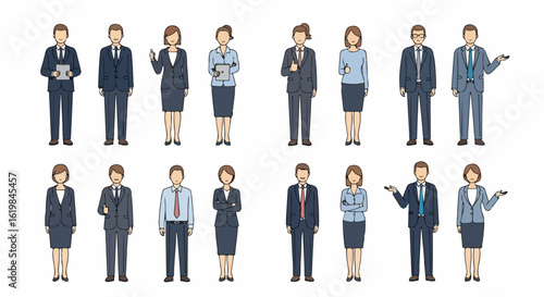 Businesspeople Group Collection of Professionals in Formal Attire