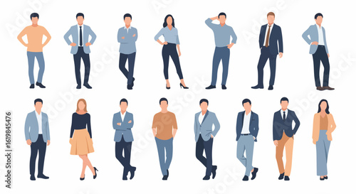 Businesspeople Group Illustration Diverse Characters Professional Attire