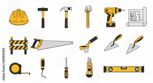 Construction Tools Set for Building and Repair