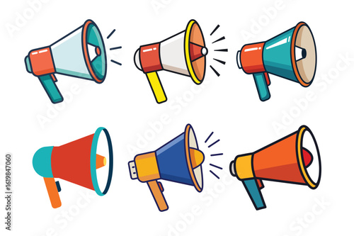 Announcement bullhorn Speaker Icon bundle Flat style Vector illustration.
