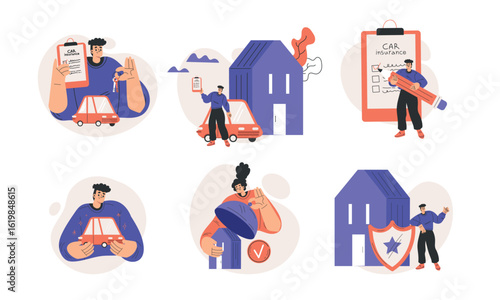 Illustration showcasing modern home services and solutions for various needs and industries